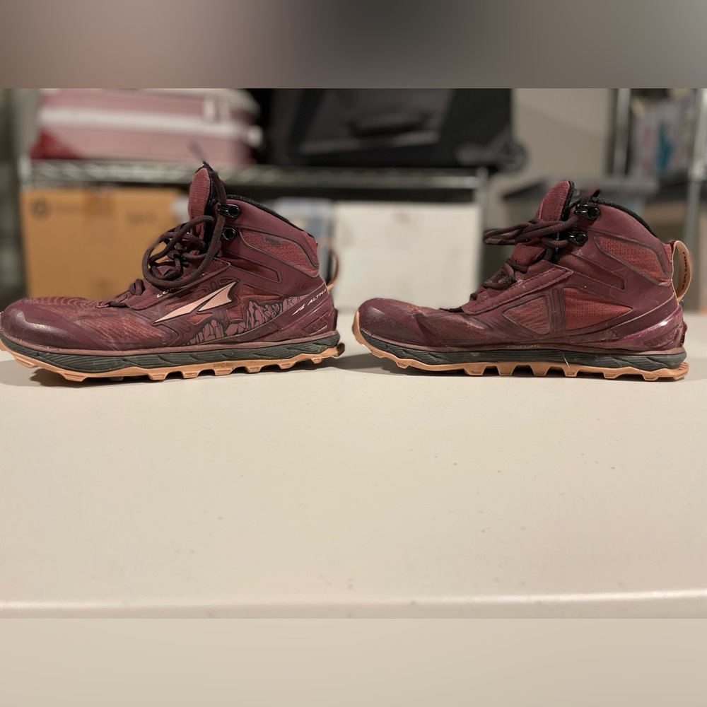 Altra, Lone Peak 4.0 Mid RSM, DARK PORT/LIGHT ROSE, 9, Women's